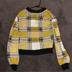 Who What Wear Yellow and Black Plaid Sweater